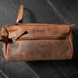 Leather Toiletry Bag Antique Brown